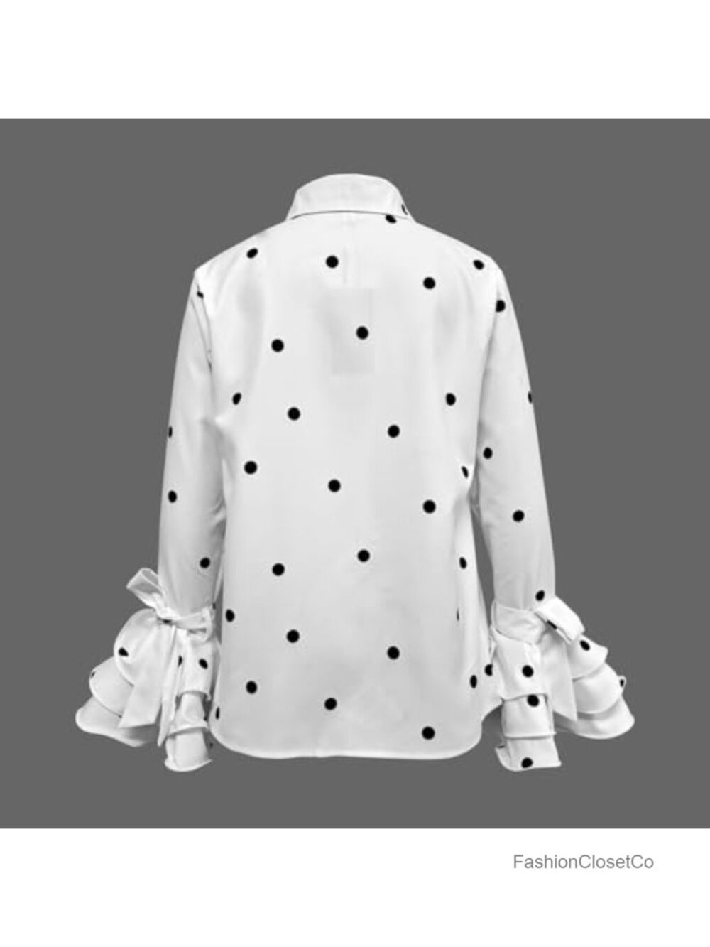Women's Long Sleeve Blouse Button Down Shirt Flared Sleeves V-Neck Lightweight - Picture 2 of 5